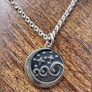 Silver Moon and Stars Pendant Necklace